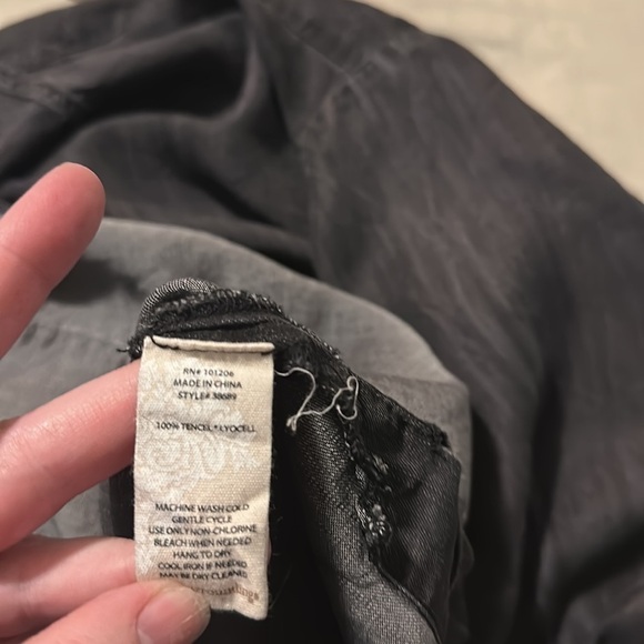Soft Surroundings Charcoal Chambray 1/4 Zip Hooded Top - Picture 6 of 6